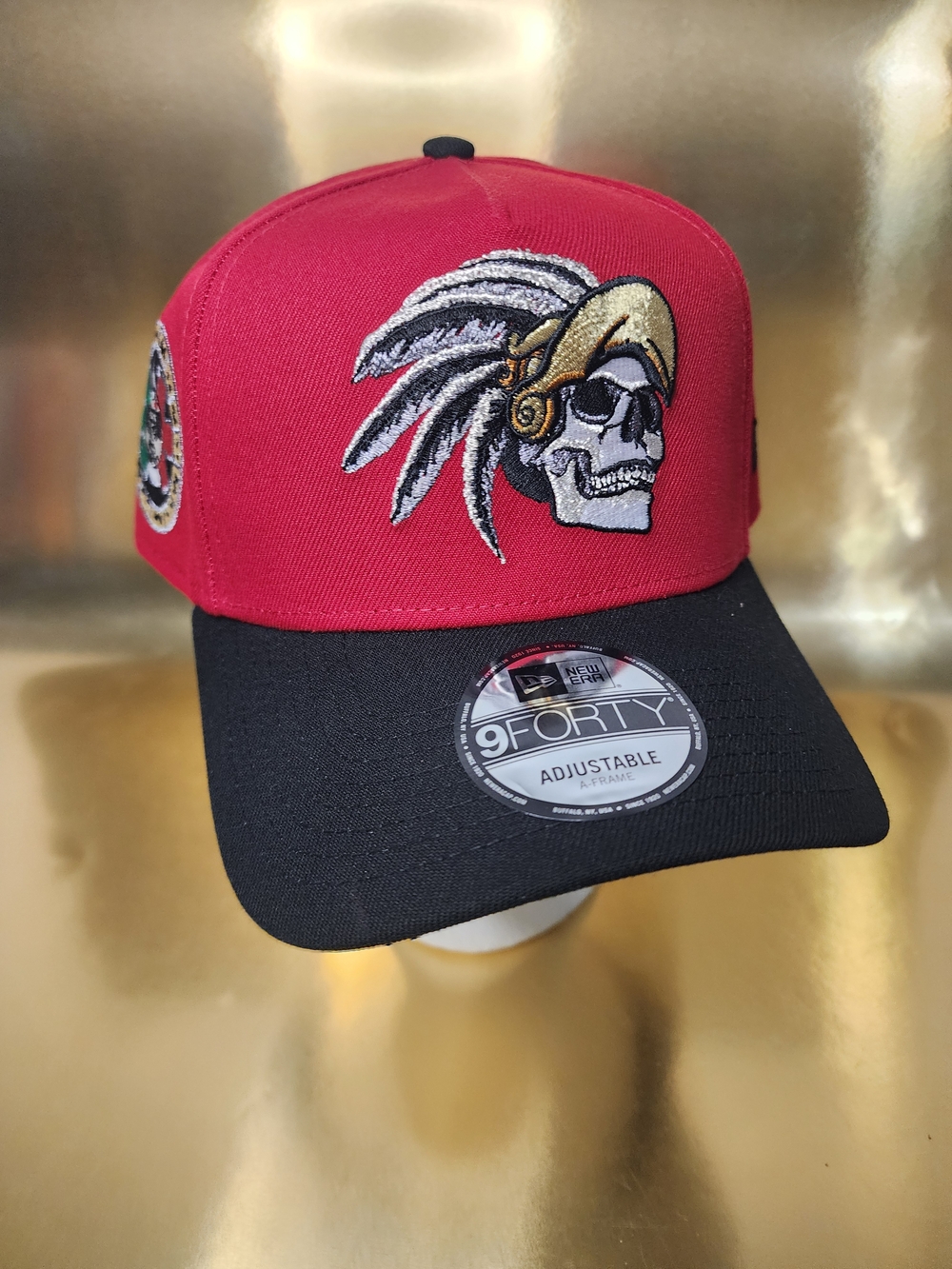 New Era Mexico Aztec Skull Chief Warrior Sundial Patch A-Frame Snapback Hat